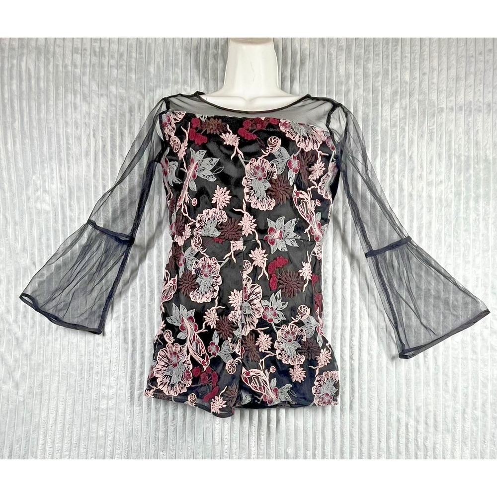 Bardot Junior Girls Romper 16 US Floral Embroidery Sheer Romanticgoth Back Zip